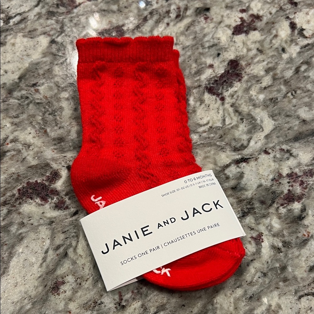 Janie and Jack Bright Red Casual Baby Socks